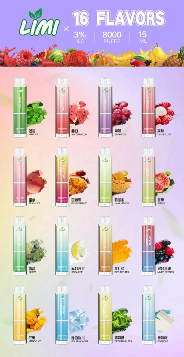 5cf39d64708a80059551a64793f0a4a7.webp LIMI 8000 拋棄式電子煙|鋪陳細密霧感質地|長效續航穩定回甘結構