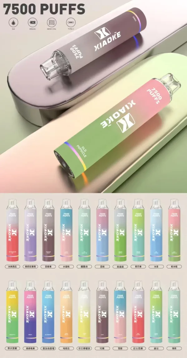 b98cd95cd72e812d1bba90264fbb7ec3.webp 梟客 XIAOKE 7500 拋棄式電子煙|輕盈霧氣構築立體口感|超長續航結合智慧顯示螢幕