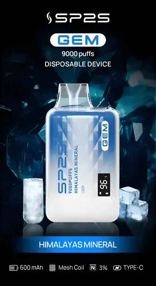 SP2S思博瑞 GEM9000電子煙｜扎實擊喉感與細緻煙霧體驗｜大容量油艙搭配電量顯示面板