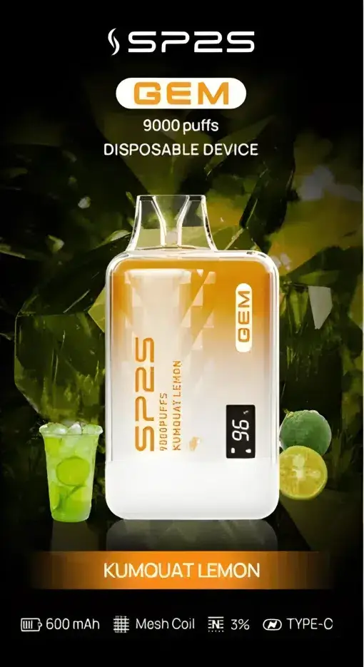 SP2S思博瑞 GEM9000電子煙｜扎實擊喉感與細緻煙霧體驗｜大容量油艙搭配電量顯示面板