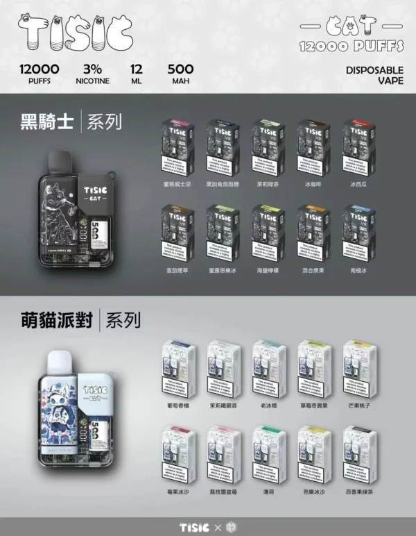 黑騎士.webp 【買10送1】TISIC 黑騎士 × 貓派對對12000| 建構紮實氣體觸感實現平穩輸出 | 獨家密封工藝確保風味穩定貫穿始終